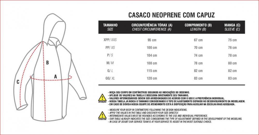 Size Chart Giacca Nob