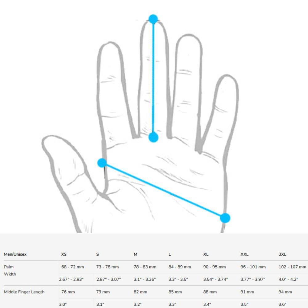 gloves vaikobi size chart