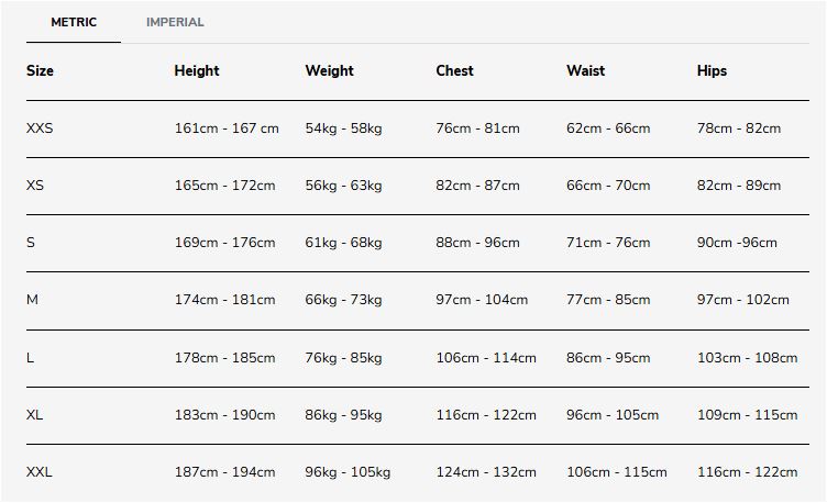 SIZE CHART